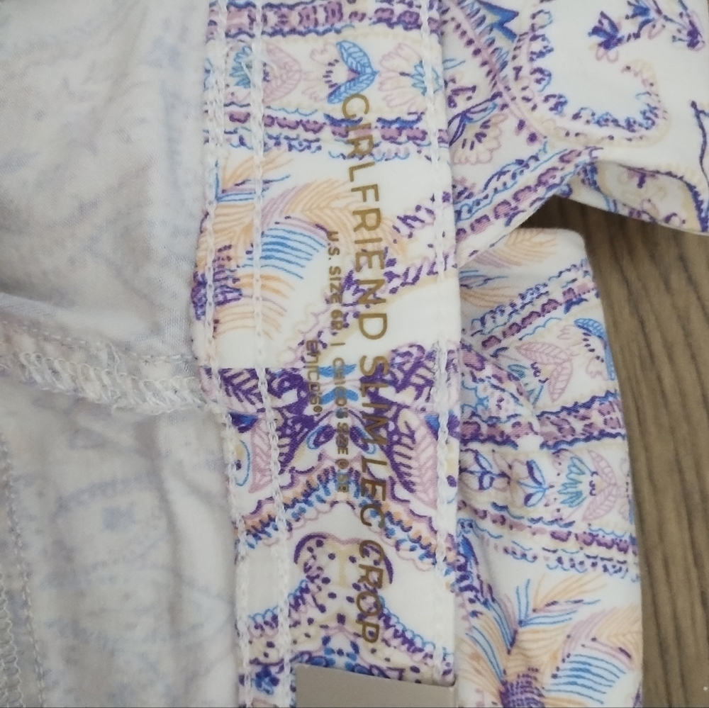Chicos Girlfriend Sateen Paisley Slim Leg Crop Casual Office Preppy Party Pant 6 - Picture 9 of 10